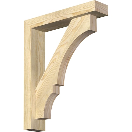 Ekena Millwork Balboa Block Rough Sawn Bracket w/ Offset Brace, Douglas Fir, 4"W x 18"D x 22"H BKT0402X18X22BOA05RDF